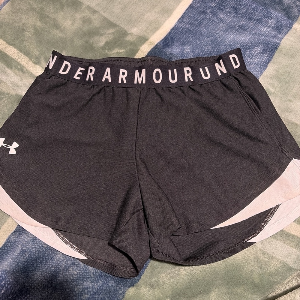 Under Armour Black Athletic Shorts with White Accent